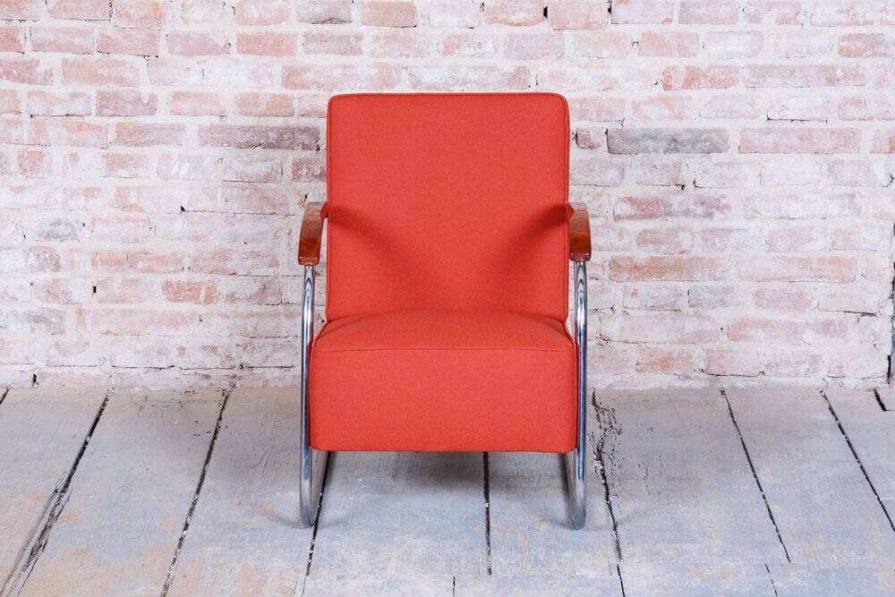 Bauhaus Armchairs in Beech & Chrome attributed to Mücke-Melder, Czech, 1930s, Set of 2
