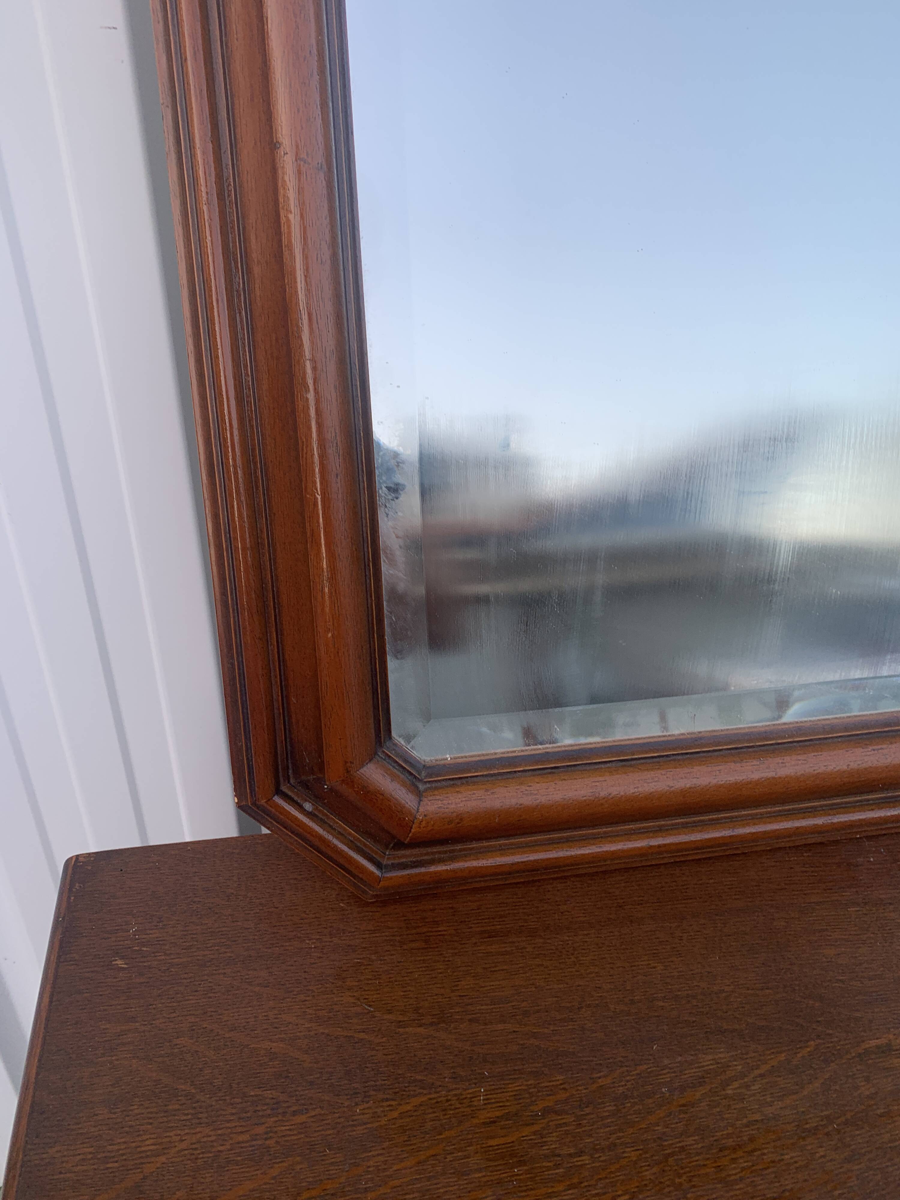 Octagonal beveled wooden mirror 71 x 55