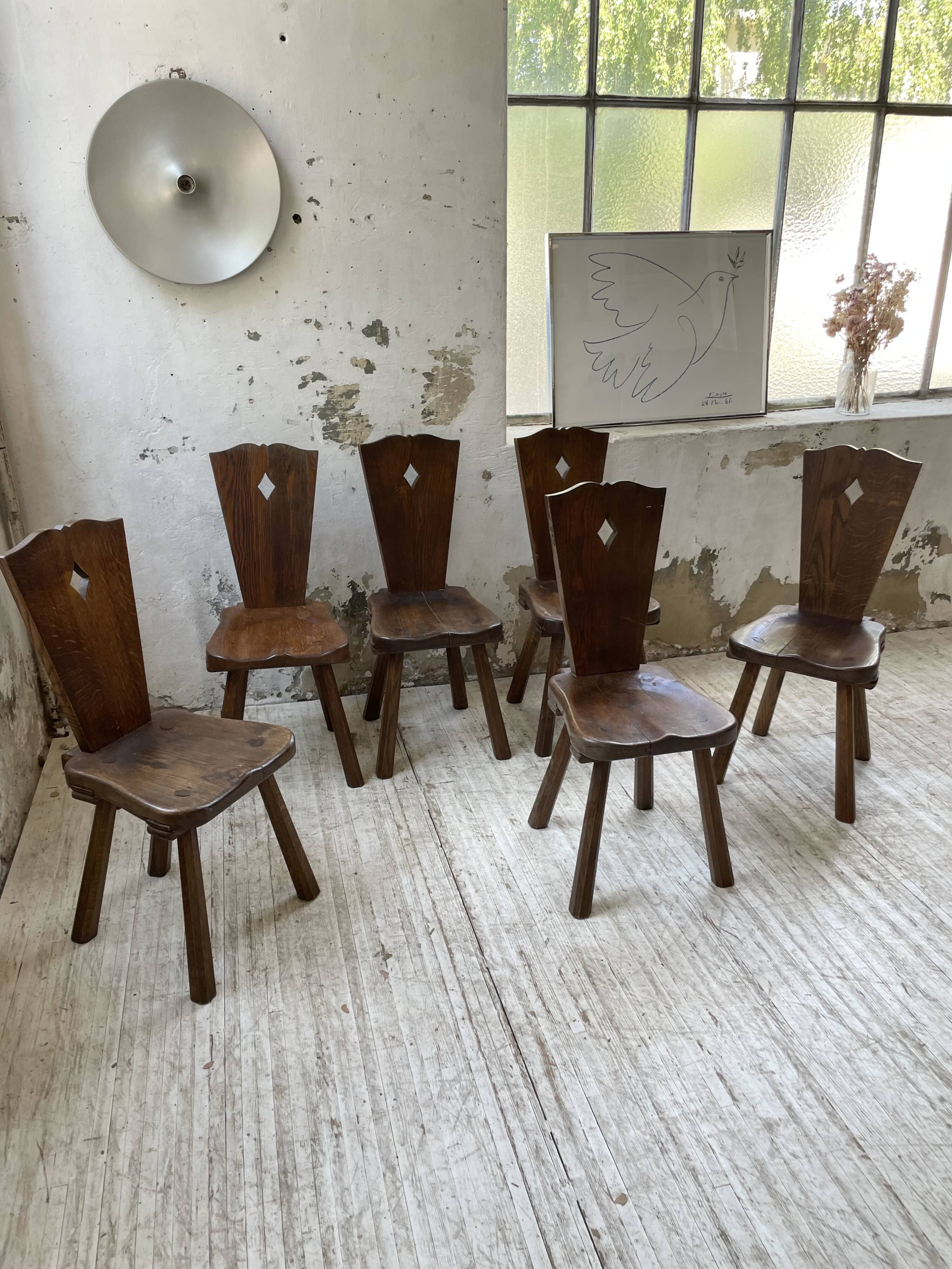 Chaises chêne massif chapo savoyarde art populaire