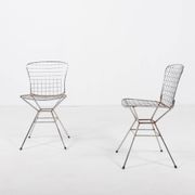 Paire de chaises vintage en fil d'acier de design architectural italien des années 1970
