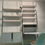 Modular floor/ceiling library with sideboard and secretary