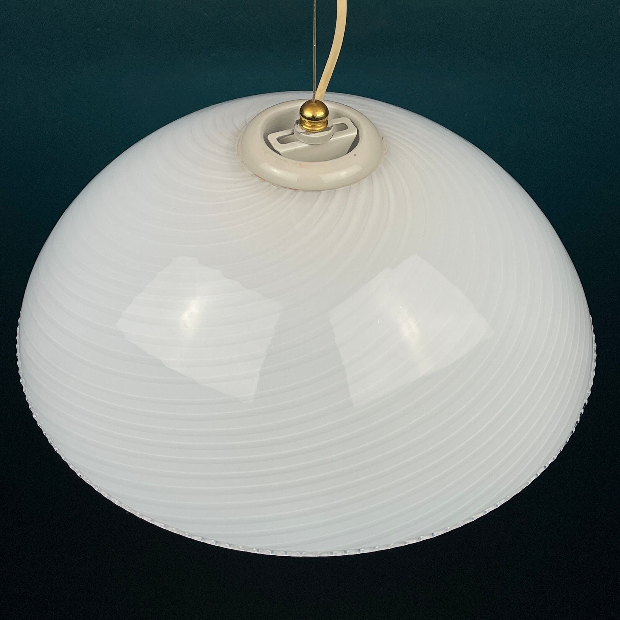 Vintage swirl murano glass pendant lamp Italy 1970s