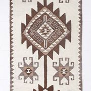 Tapis de couloir Kilim beige et marron 3x12, tapis turc délavé, 95x373 cm