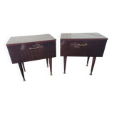 Paire de tables de chevets vintage en acajou