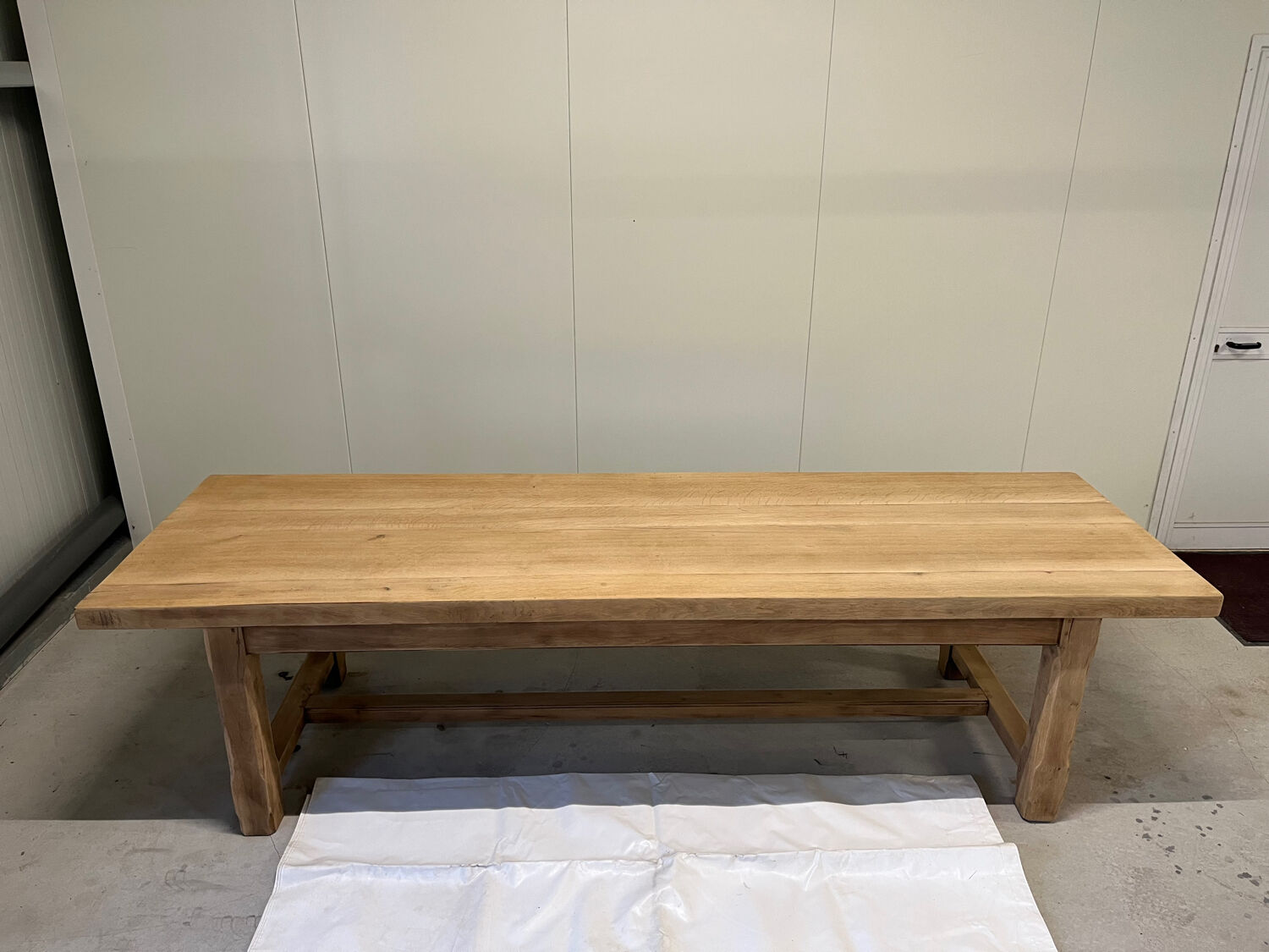 Light solid oak farmhouse table