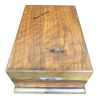 Olive wood cigarette box souvenir from St Tropez 70s