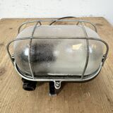 Industrial brown bakelite wall light with frosted glass, 1960s