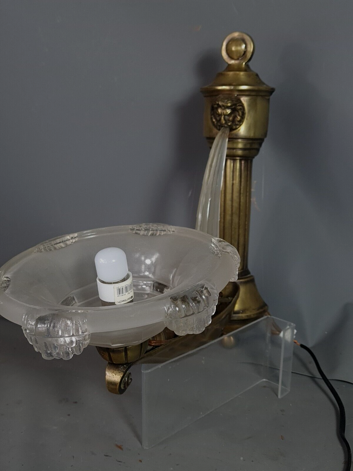 Art Deco bronze & glass wall lamp