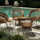 Ensemble de jardin en rotin vintage 1960