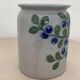 Vintage stoneware pot from Betschdorf signed TA Gilbert with olive decoration.