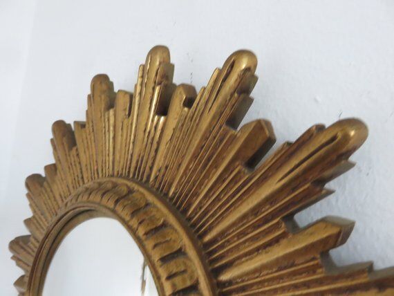 Golden Sun witch miror 60s 70s 30x30cm