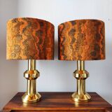 Pair of large vintage 1970s brass living room lamps