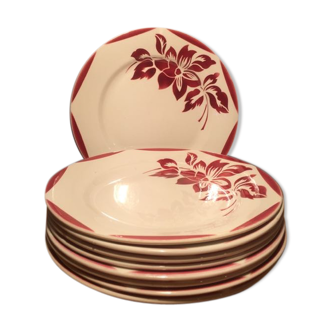 Set of 9 dinner plates Saarguemines