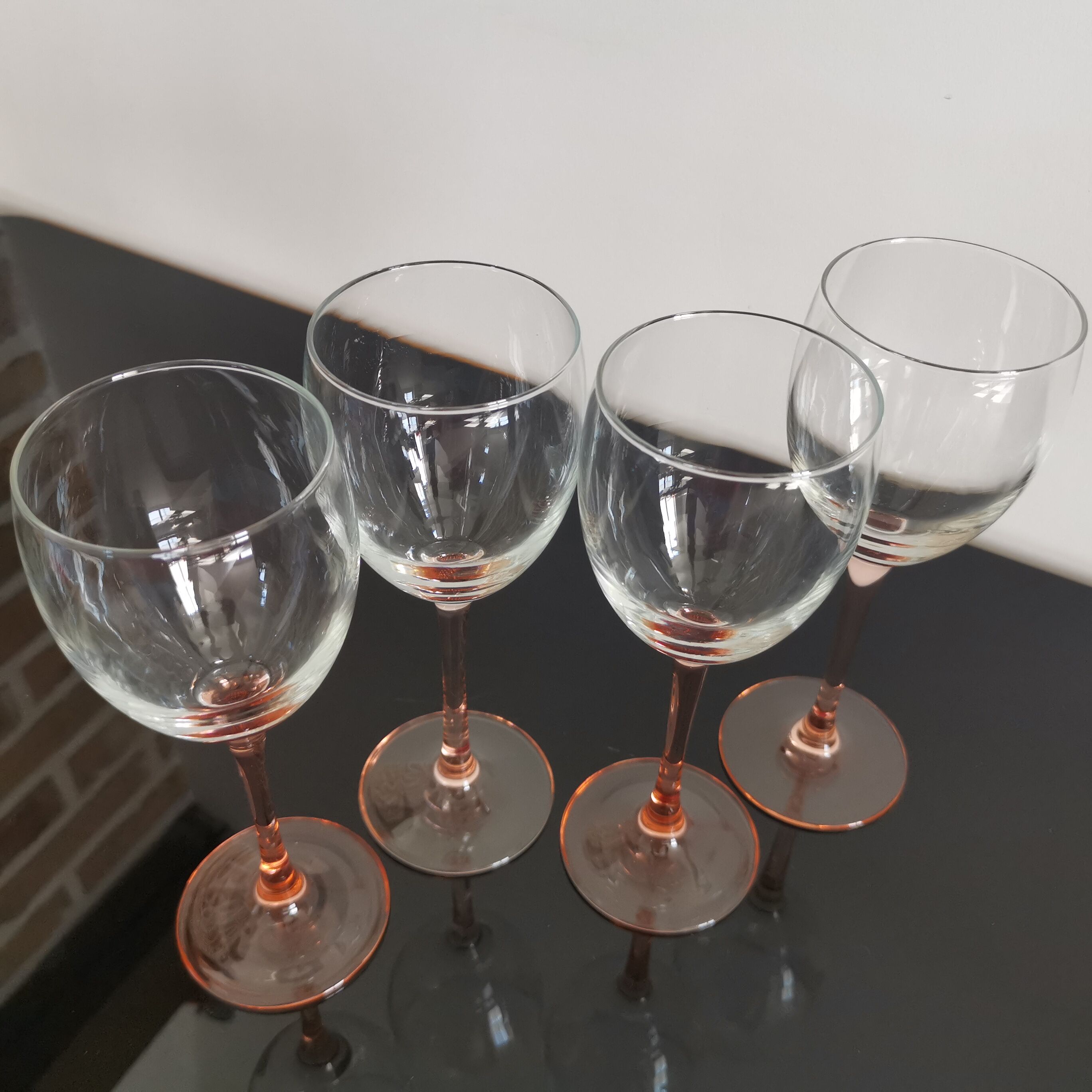 Luminarc pink feet wine glasses