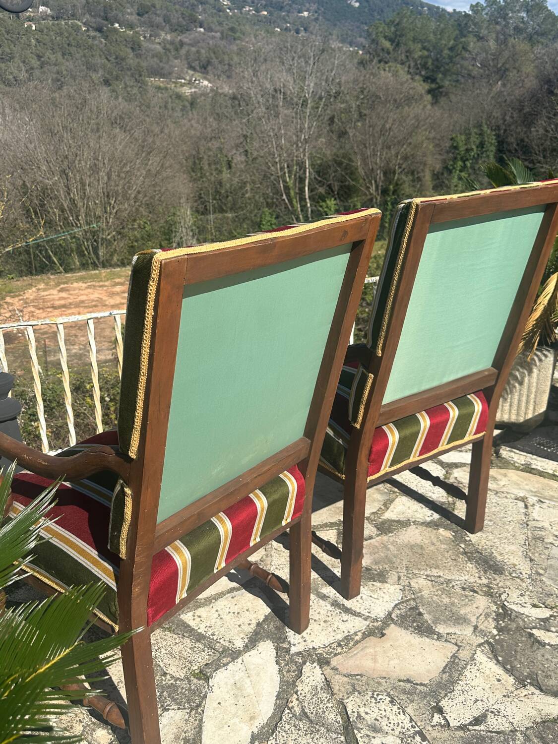 Pair of Louis XIII style walnut armchairs, 19th century