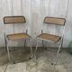 Paire de chaises pliantes chrome et cannage