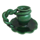 Old candleholder, glazed terracotta cellar, artisanal green color