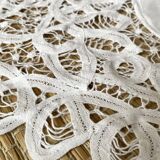 White cotton tablecloth with openwork embroidery 160X170 cm