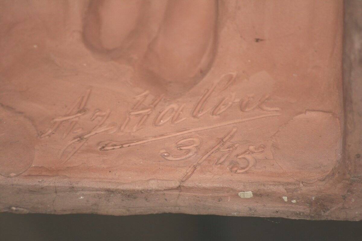 Terracotta Sculpture, Nude Bather, Signed Alfred Jean Halou, Early 20th Century 1910/1920