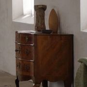 18th century, antique Danish baroque serpentine chest of drawers in walnut.