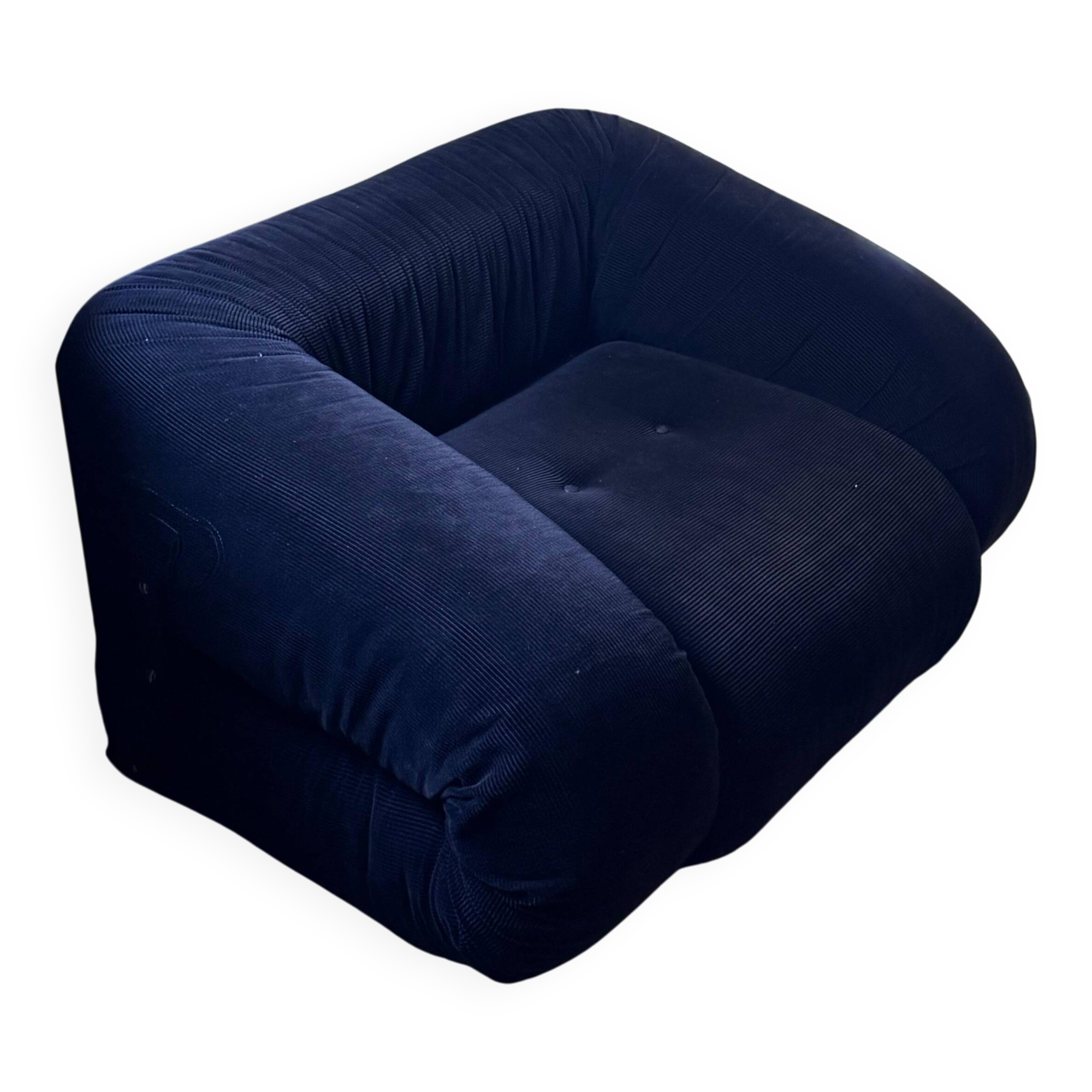 Collectible Anfibio Sofa Bed, black velvet lounge chair, Italian Space Age
