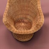 Vintage woven wicker armchair