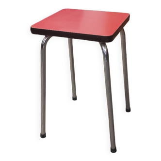 Vintage stool in red formica and chrome metal structure 60s-70s