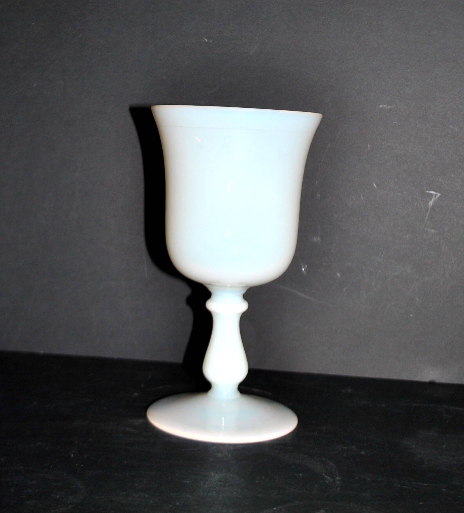 Antique footed glass in white opaline goblet chalice – Meisenthal craftsmanship?