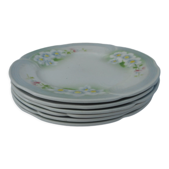 Set of six flat earthenware plates