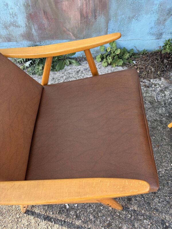 Paire de fauteuils vintage pieds compas modèle ''boomerang'' édition Thonet