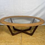 Mid-Century Retro Vintage Coffee Table by Schreiber   Formica Top • Glass D