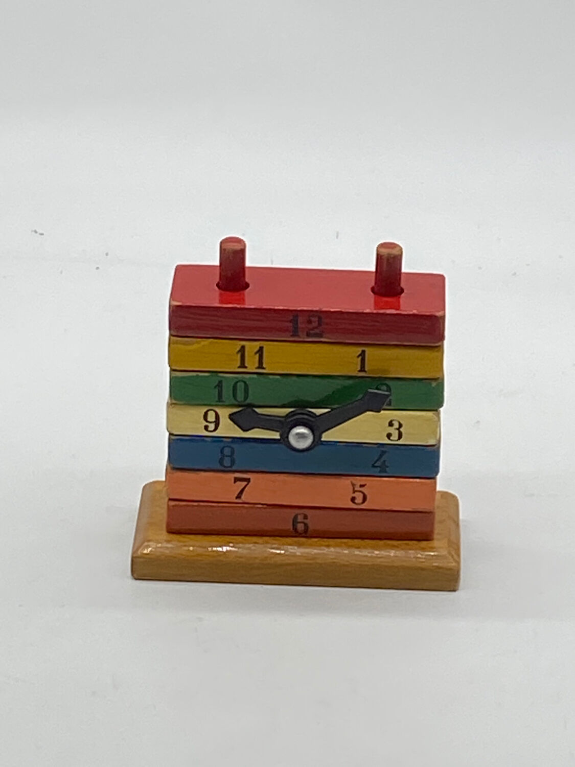 Antique toy to stack, wooden, vintage, clock