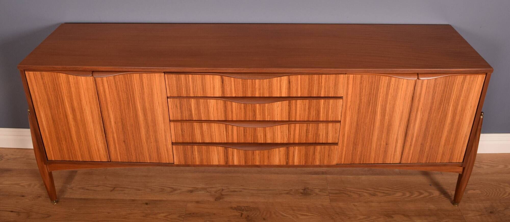 Restored 1960s Retro EON Elliots of Newbury Zebrano Sideboard Atomic Legs