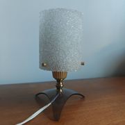 Vintage tripod lamp 60s/70s – Smoked Plexiglass, Brass & Frosted granite glass
