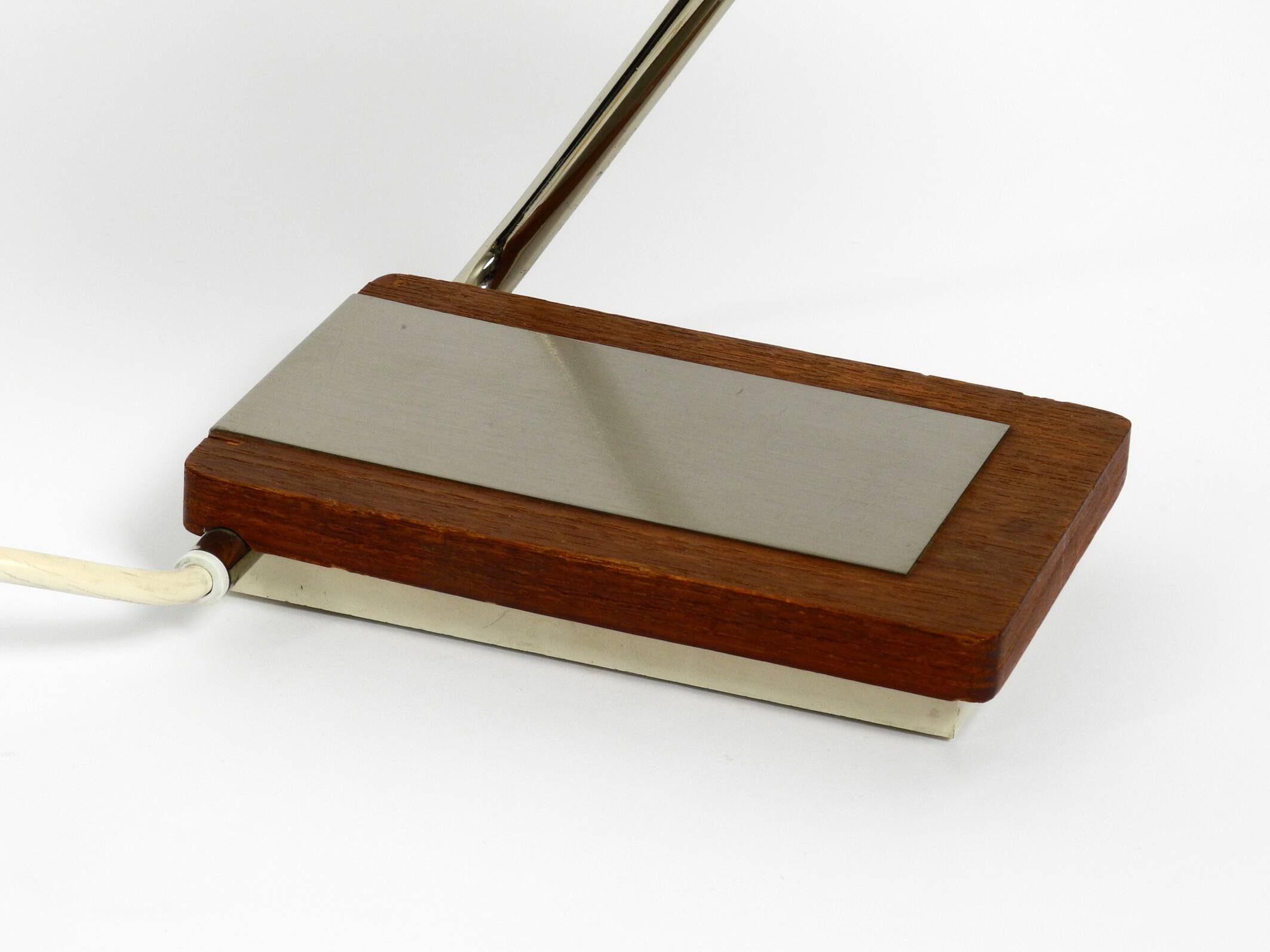 Rare original 1960s Kaiser Leuchten light metal teak table lamp