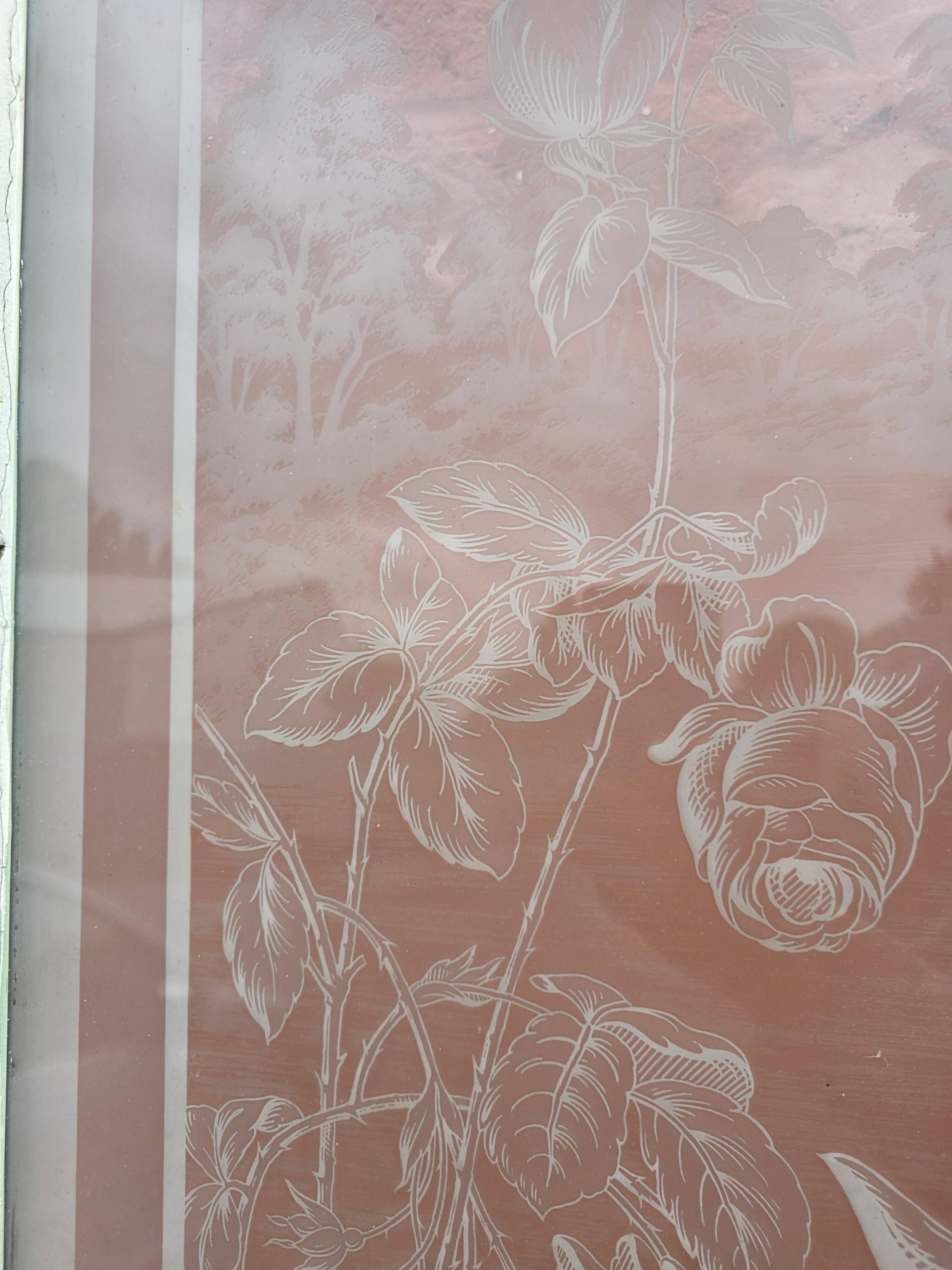 Engraved glass door, late 19th century.