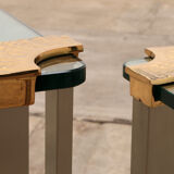 Table basse avec table d’appoint en verre 1970