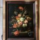 Oil on canvas still life with flower bouquet signed Jord