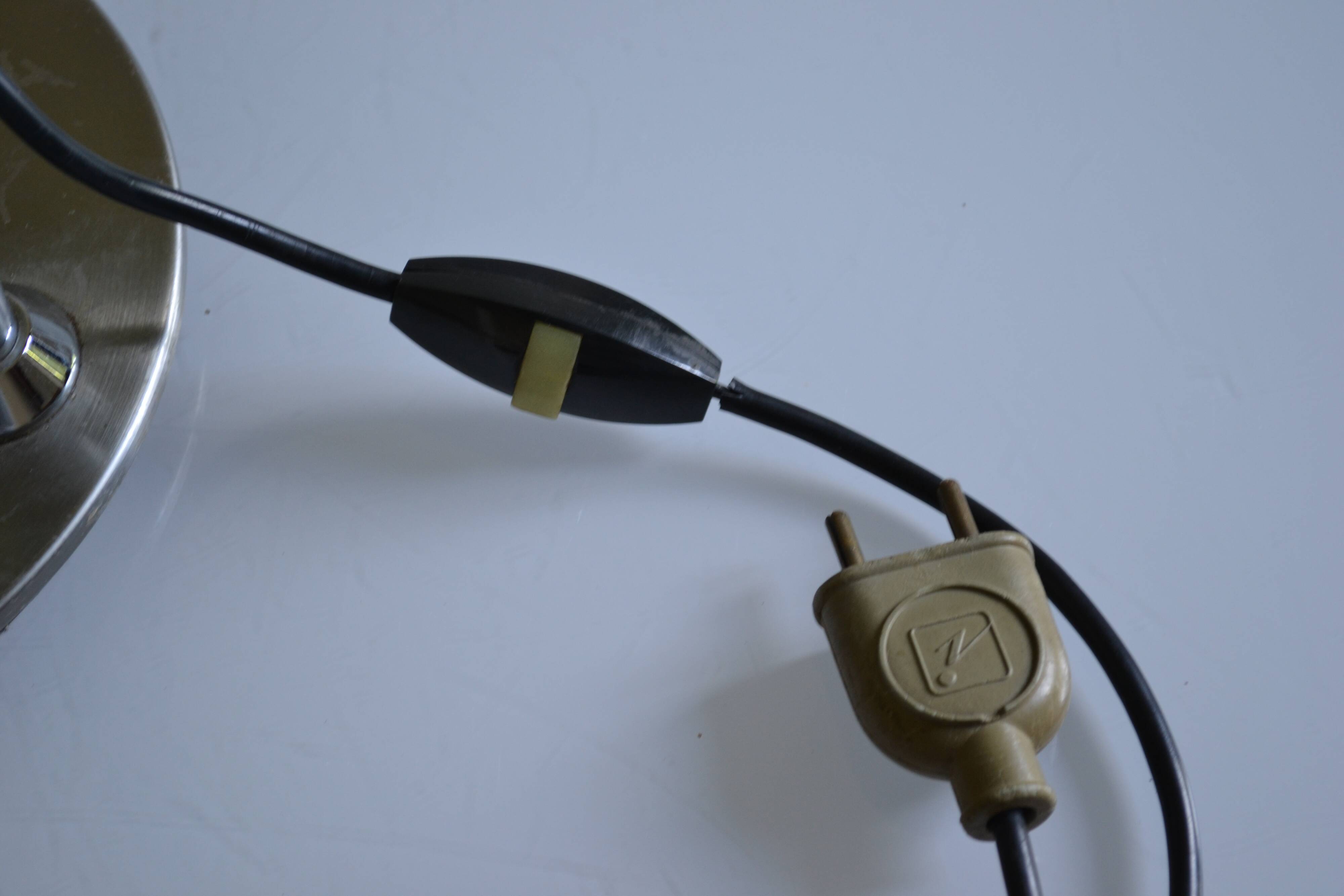 Brushed aluminium and chrome metal desk lamp 70's 1970