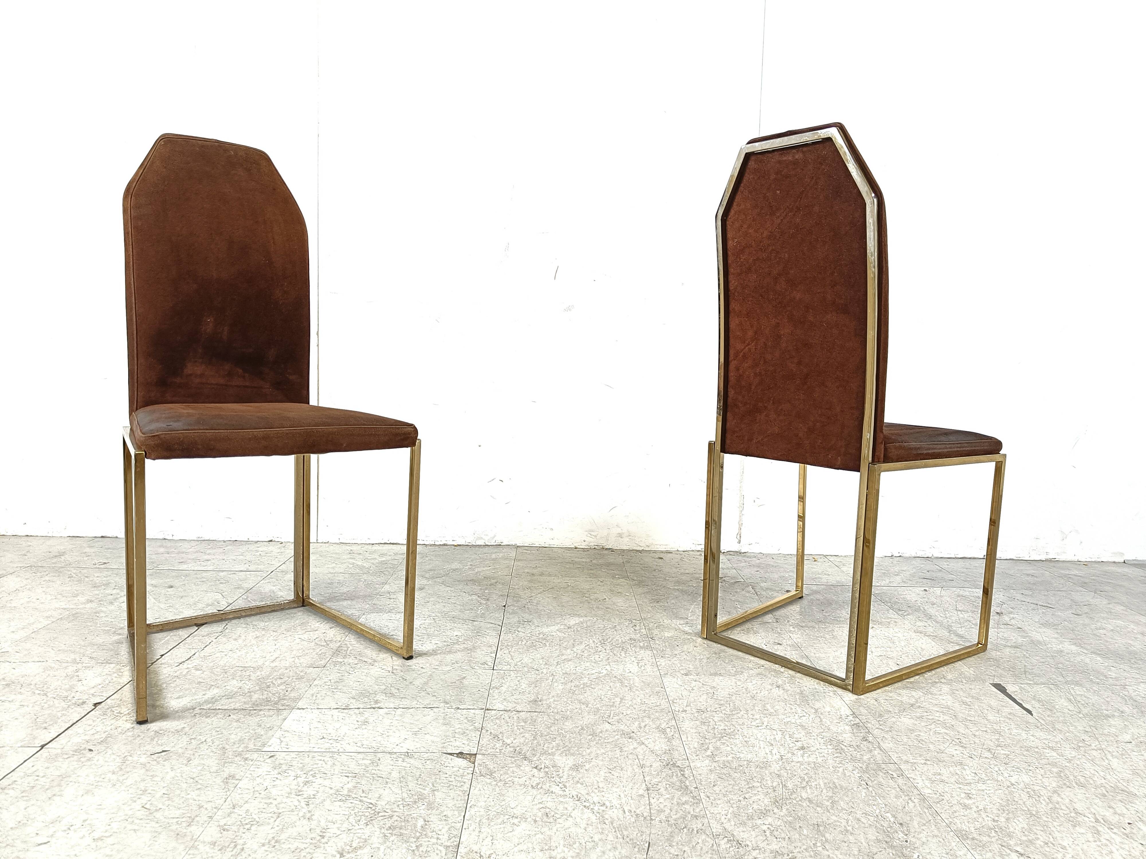 Vintage brass dining chairs by Belgo chrom, 1970s