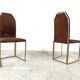 Chaises à repas vintage en laiton par Belgo chrome, 1970