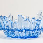 Vintage decorative plate in light blue glass, Italy, 1960s.