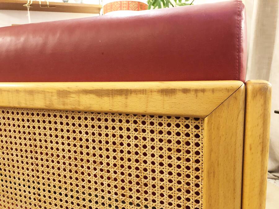Vintage wooden and cane armchair – 1980s
