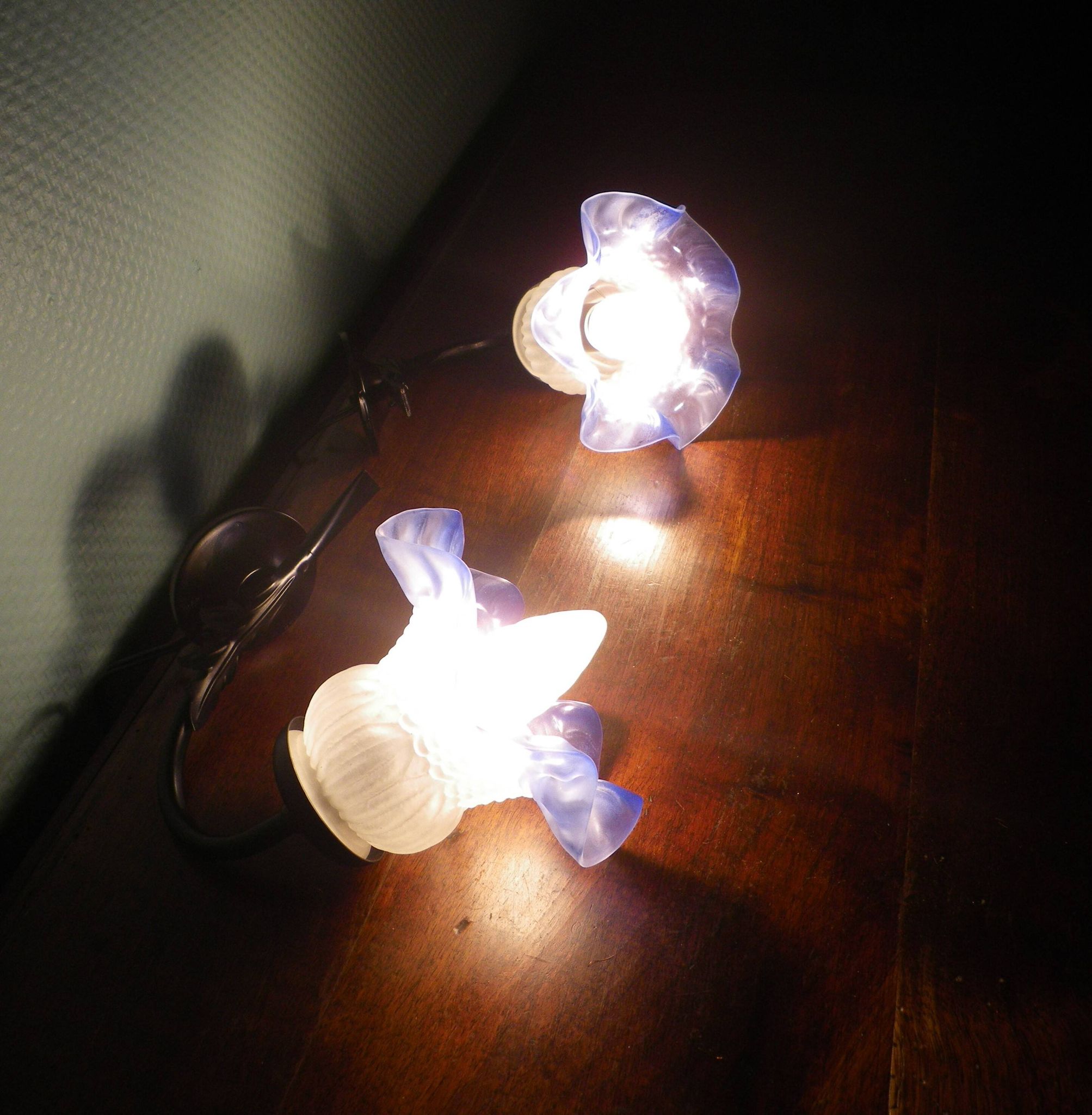 Vintage Wall Sconces with Opaline Glass, 1970s, Set of 2