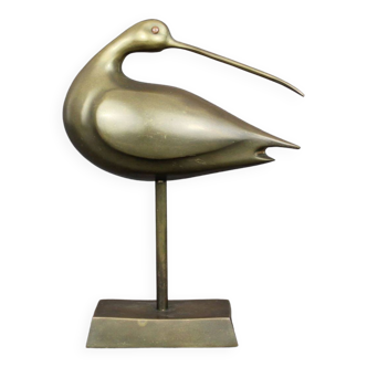 Sculpture d'oiseau en laiton, Vintage Années 60, Décoration moderniste