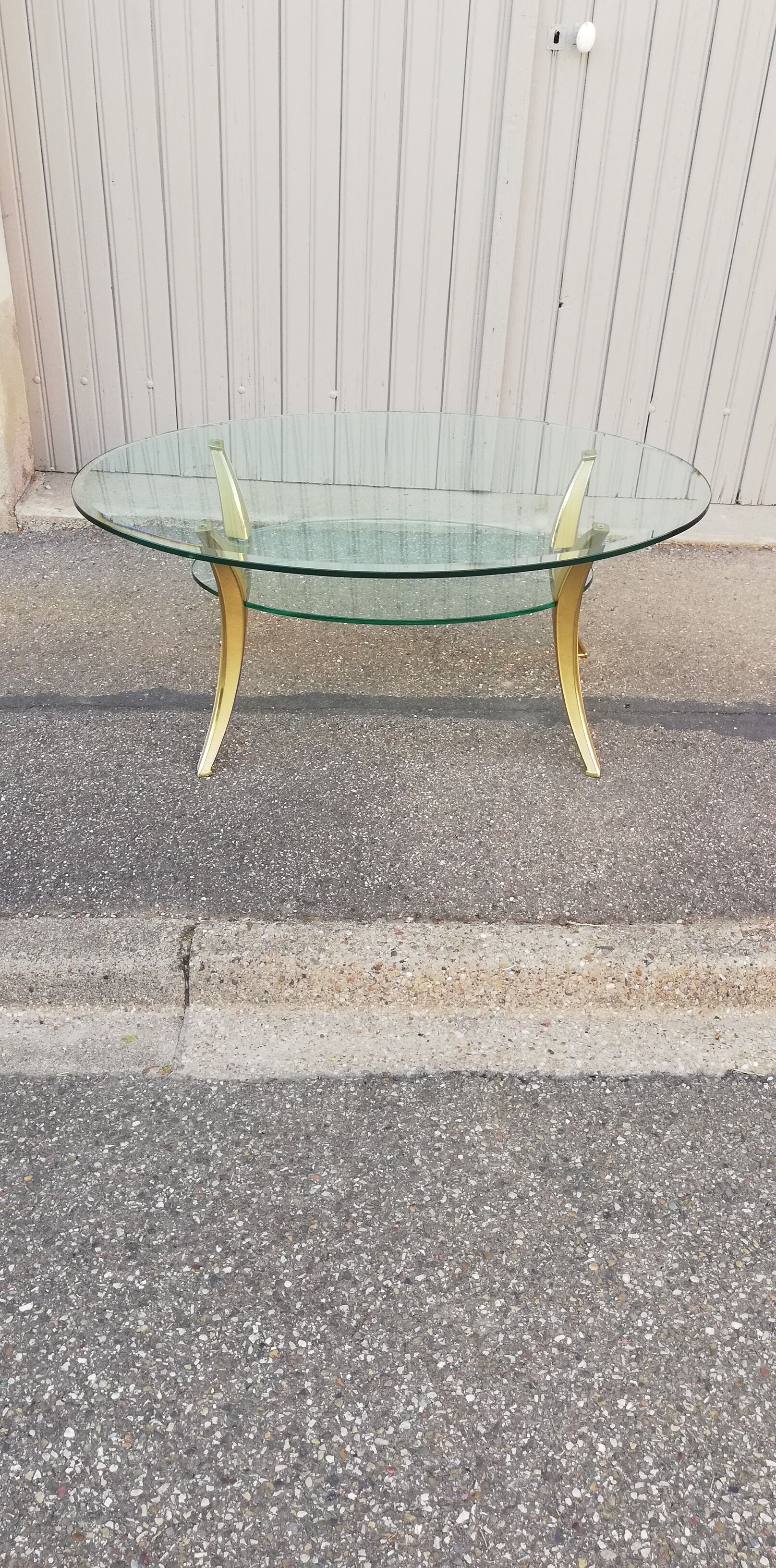 Vintage bronze and glass coffee table