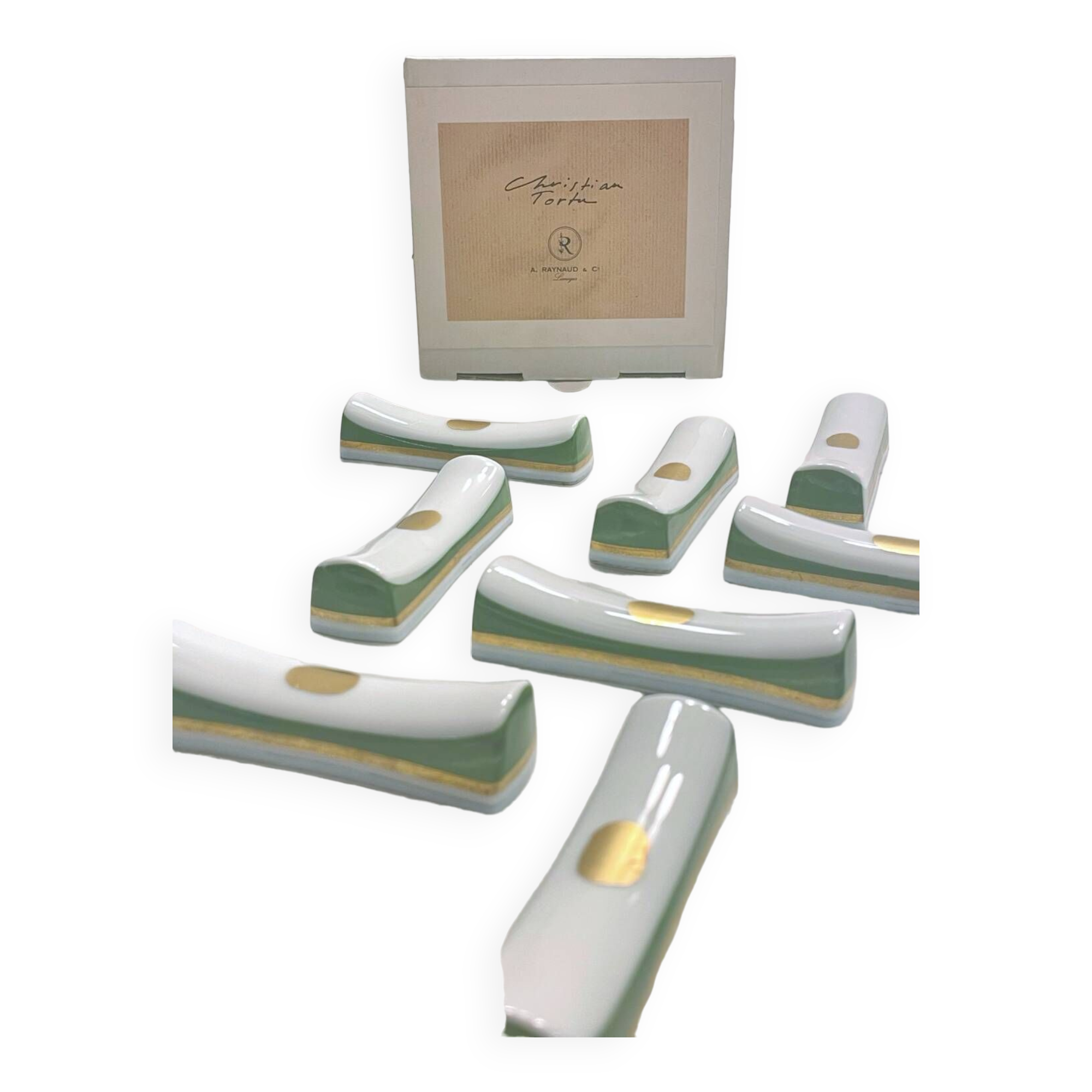 Set of 12 Raynaud porcelain cutlery rests Christian Tortu collection