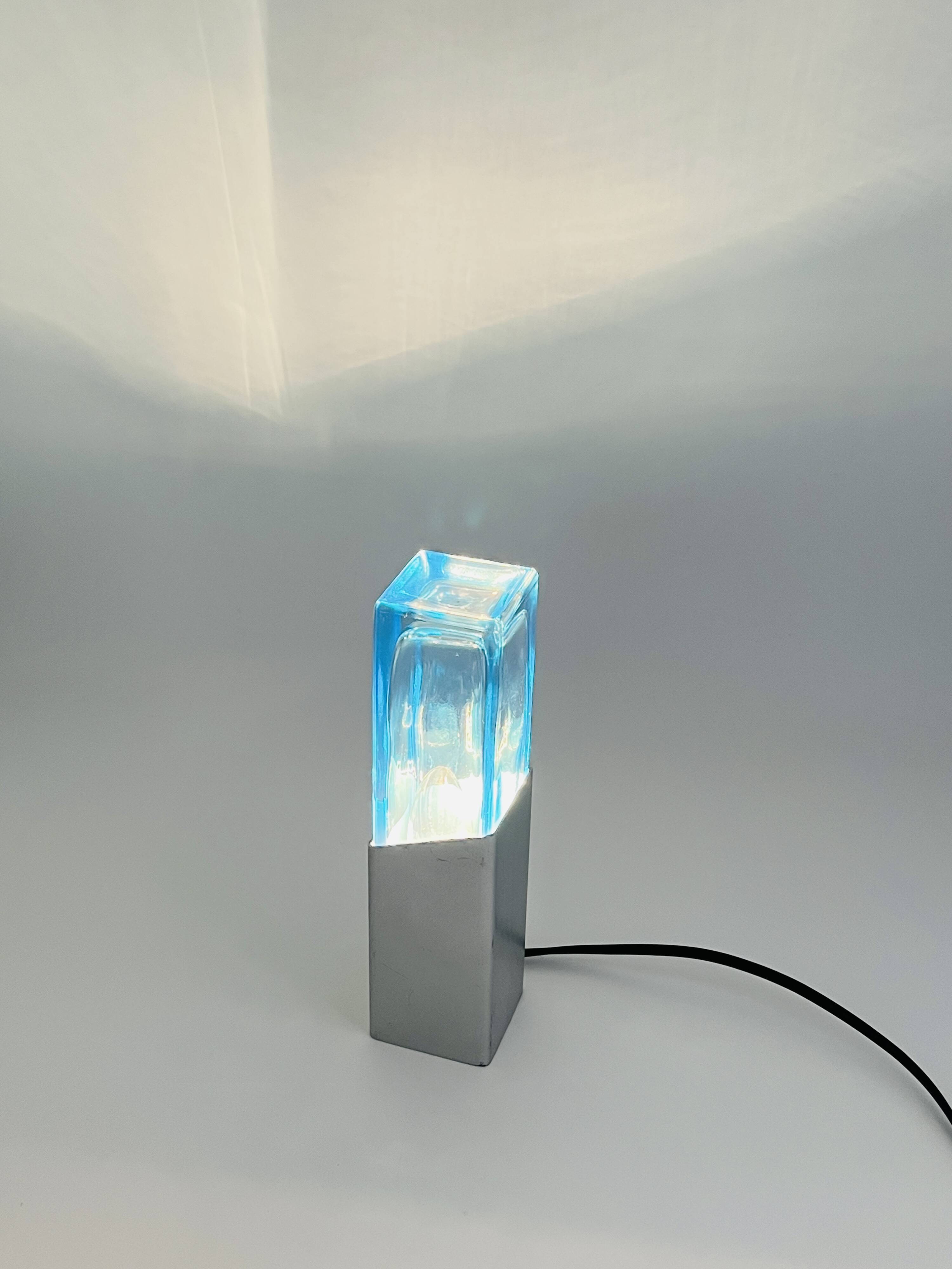 Space Age Glass Block Lamp Murano 1970