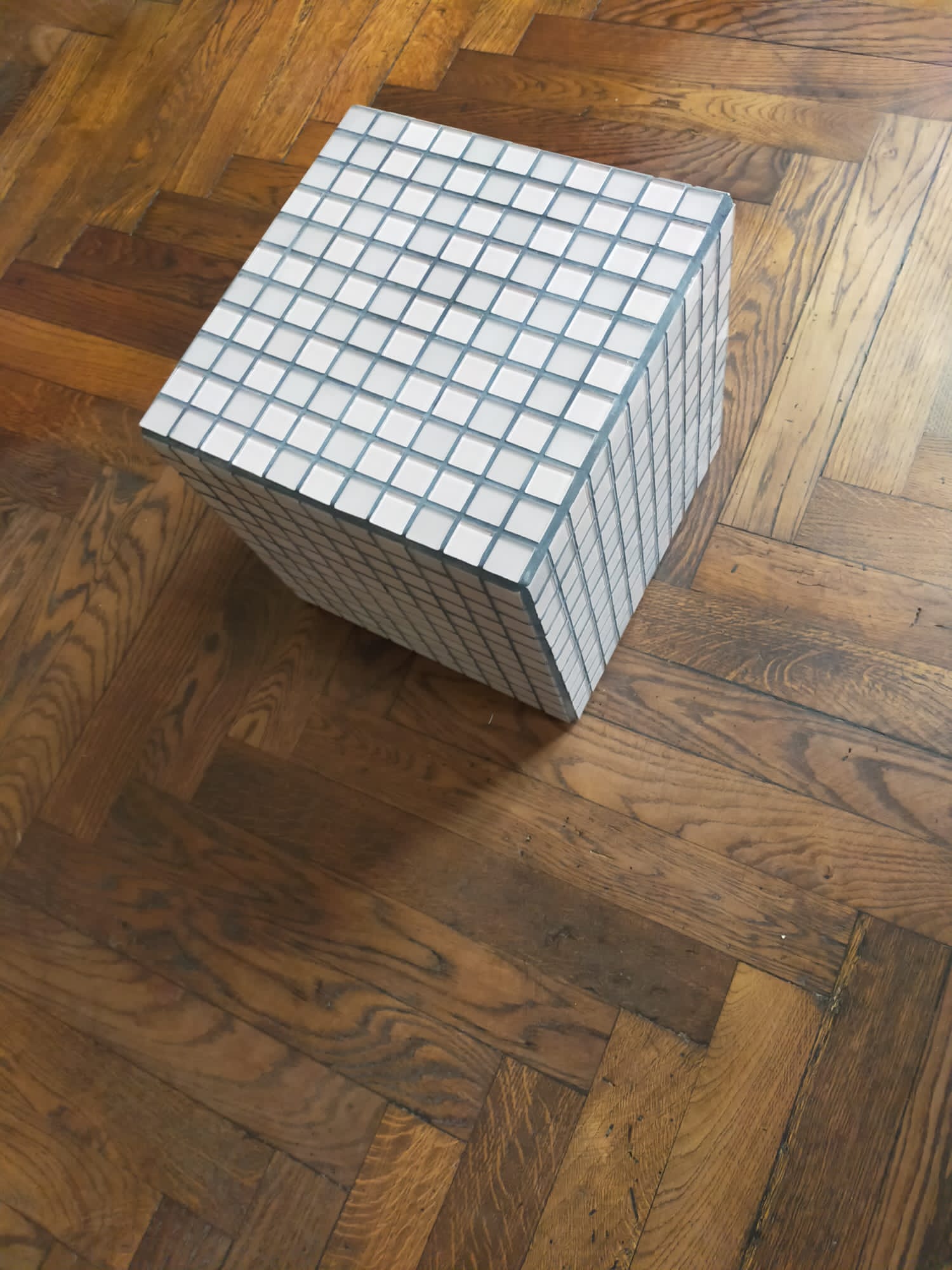 Ceramic tile cube, stool end of sofa