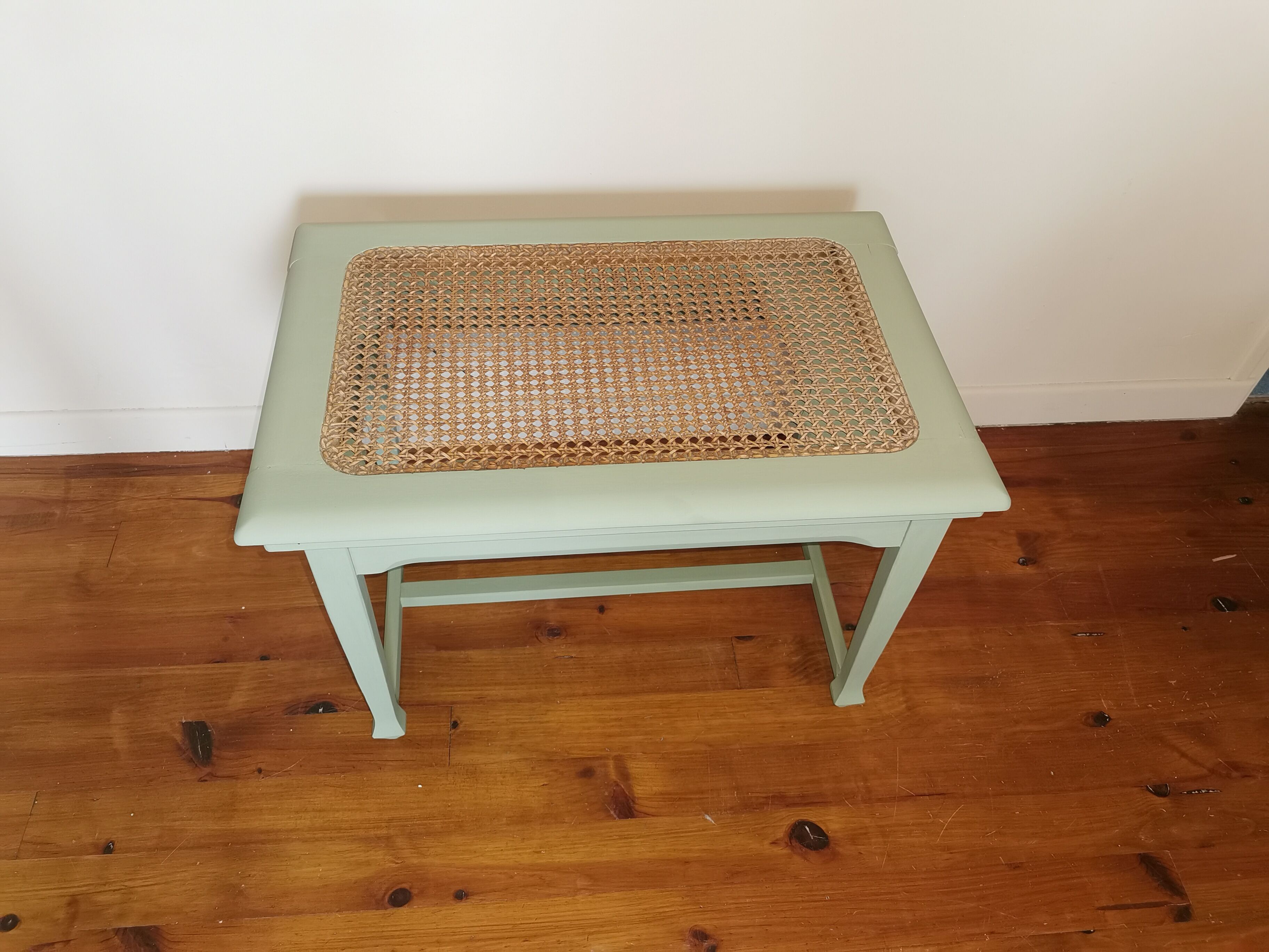 Old wooden bench and revamped canning